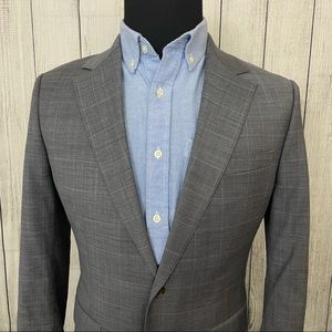 Bonobos 40R Gray Windowpane Slim Fit Stretch Wool 2-Button Sports Coat
